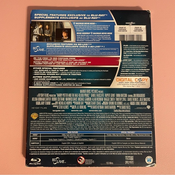 Harry Potter and the Half-Blood Prince (Movie #6)- Blu-Ray disk- Special Edition - Picture 4 of 7